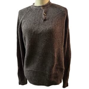 Carbon 2 Cobalt Men’s Waffle Knit Henley Sweater Brown Long Sleeve. Size Medium